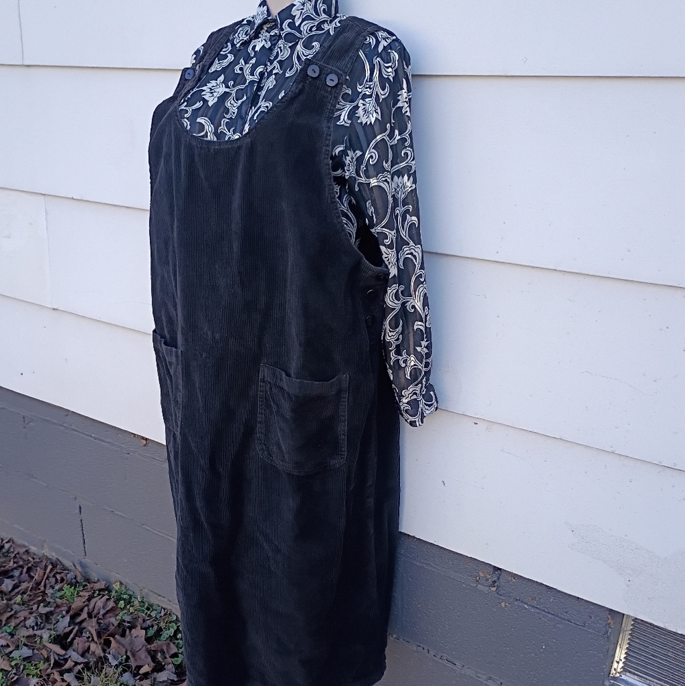 Vintage Black Corduroy Jumper Dress